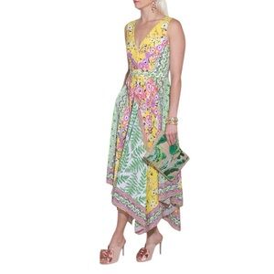 SALONI Zuri Silk Dress Handkerchief Hem Size US6/UK10